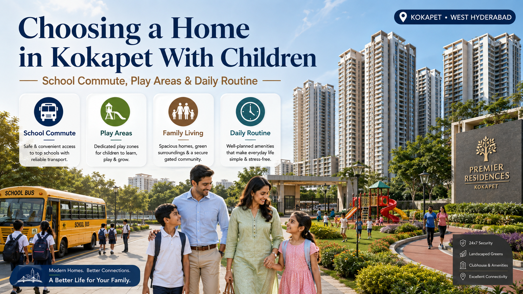 Choosing a Home in Kokapet With Children: School Commute, Play Areas & Daily Routine