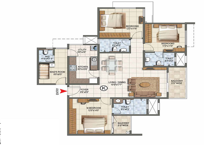 Illustrative Brigade Gateway Neopolis apartment floor plan